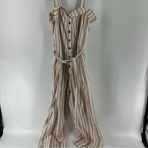 Billabong Beige and White Striped Jumpsuit